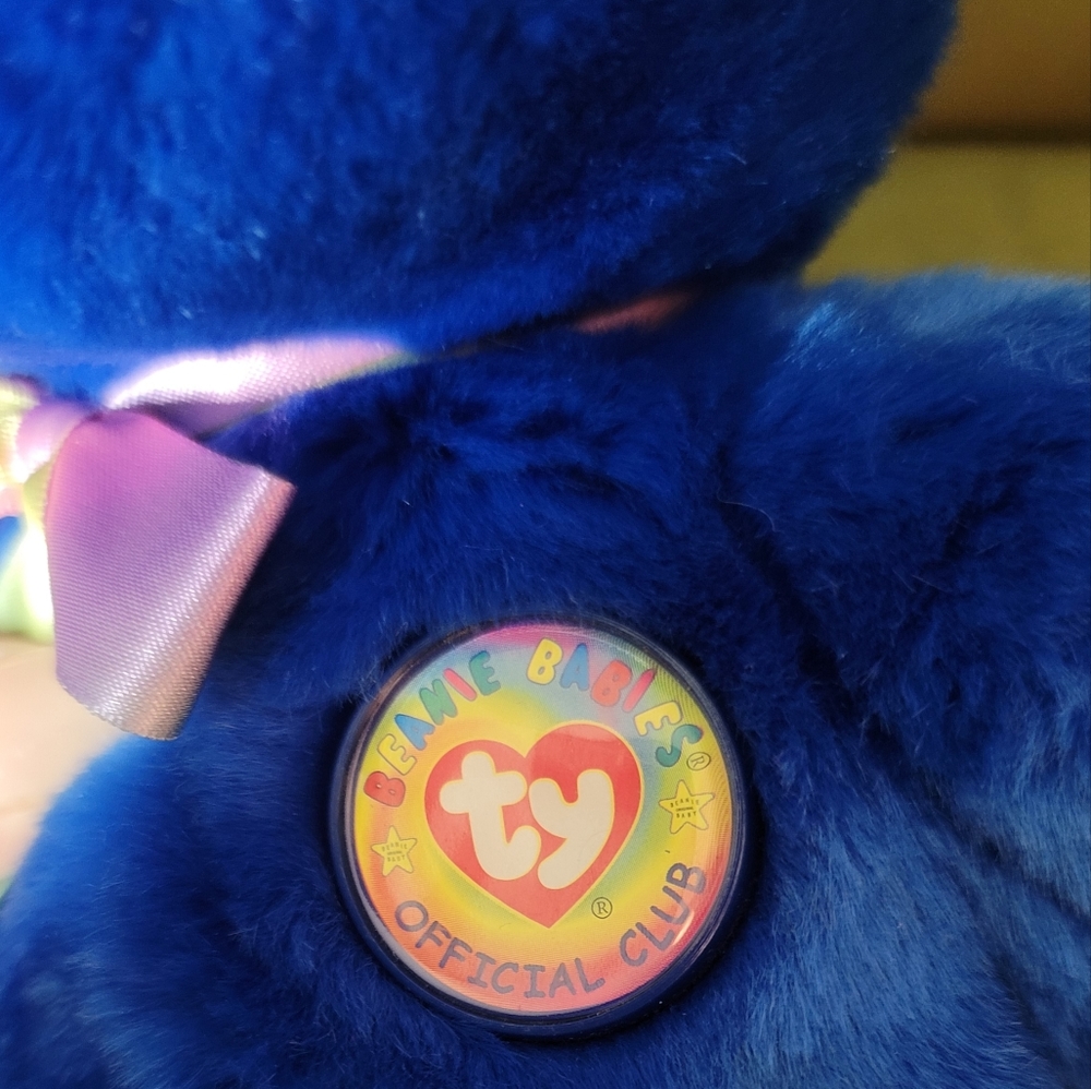 TY BEANIE BABY *ULTRA RARE *Vtg Collectible CLUBBY BLUE BEAR 1998 13" NWT - Picture 3 of 11